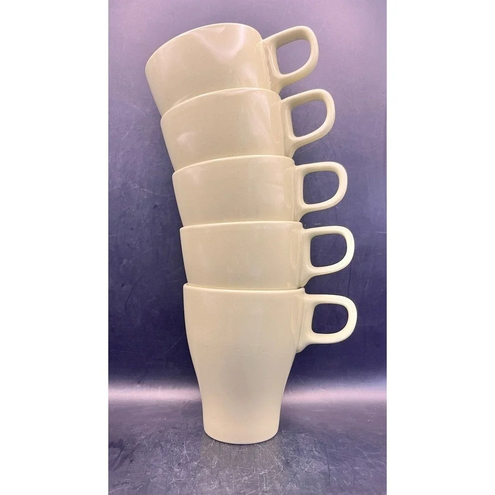IKEA Mugs Cups-Set of 5 -‎ Coffee Tea Stackable Square Handle Green